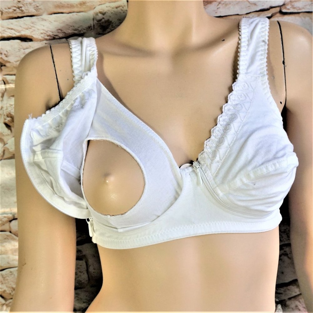 COTTON NURSING BRA With Wide Straps, Super comfortable European bra with zippers